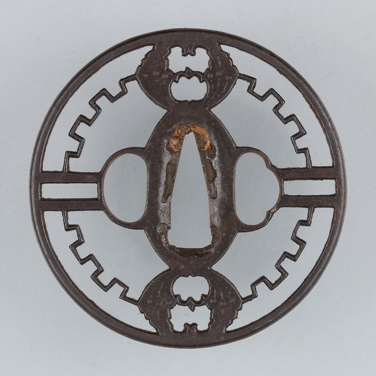 Sword Guard (Tsuba), Iron, copper, Japanese