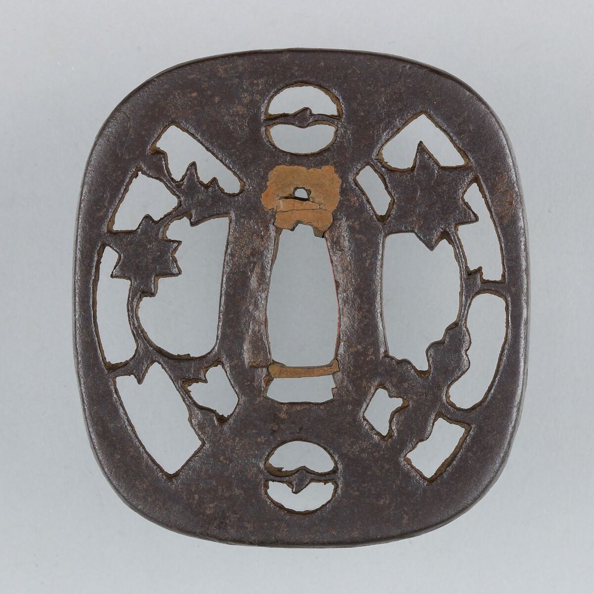 Sword Guard (Tsuba), Iron, copper, Japanese