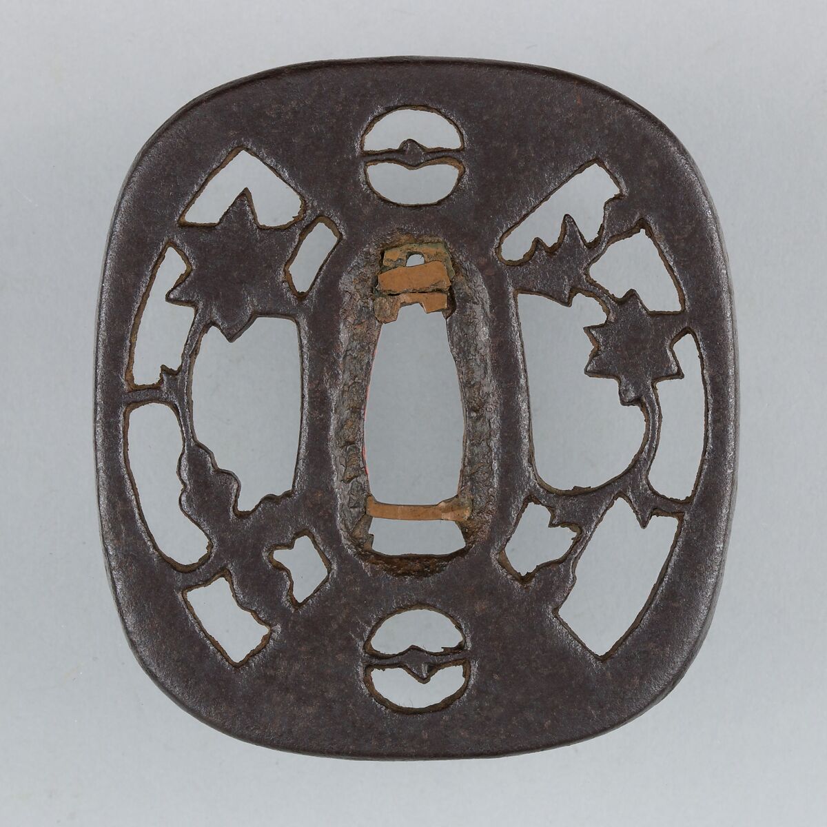 Sword Guard (Tsuba), Iron, copper, Japanese 