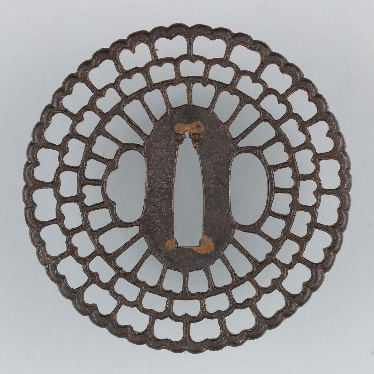 Sword Guard (Tsuba), Iron, copper, Japanese 