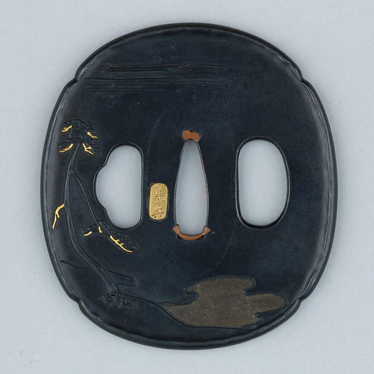 Sword Guard (Tsuba), Copper-gold alloy (shakudō), gold, silver, copper-silver alloy (shibuichi), copper, Japanese