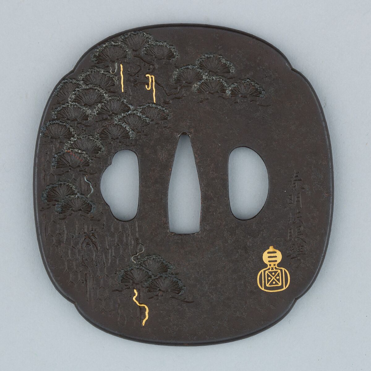 Sword Guard (Tsuba), Iron, gold, silver, copper, Japanese