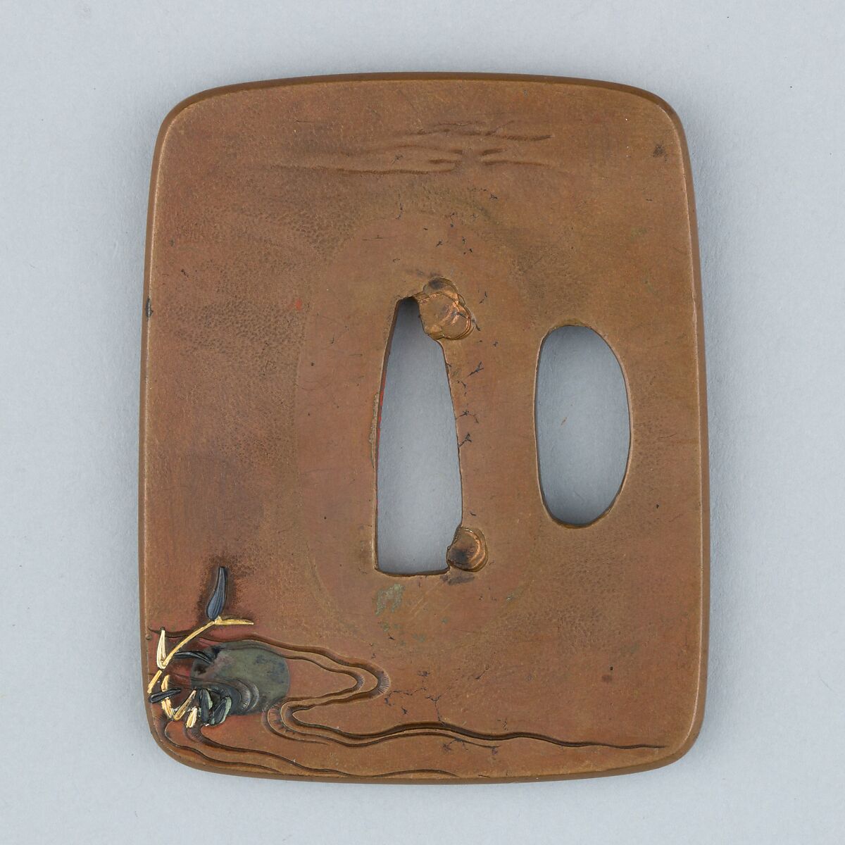 Sword Guard (Tsuba), Copper alloy (bronze), copper-gold alloy (shakudō), gold, silver, copper, Japanese