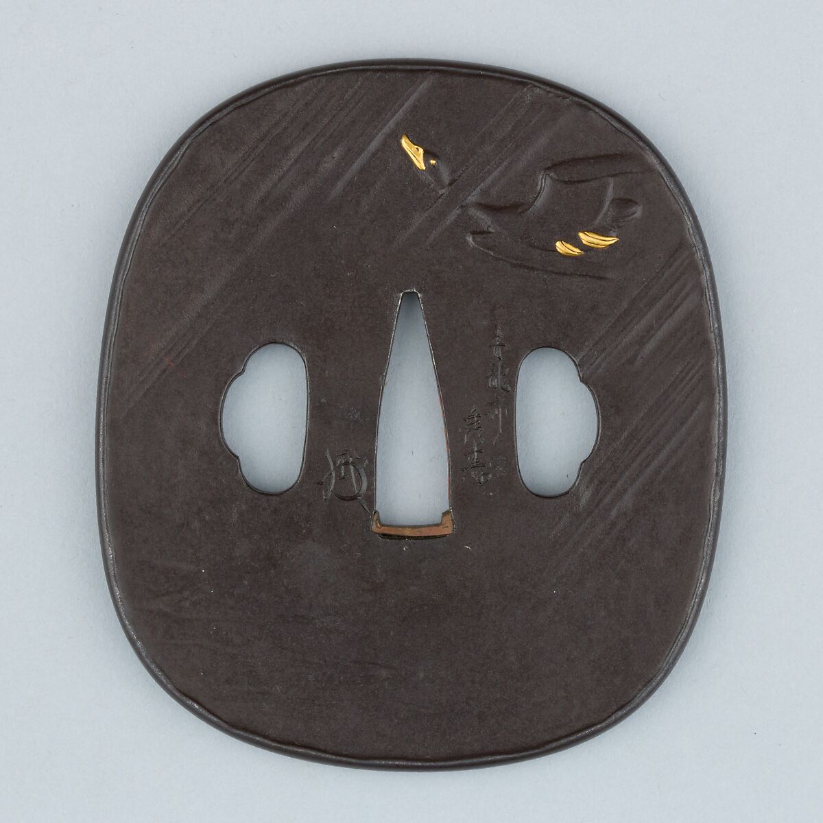 Sword Guard (Tsuba), Iron, gold, copper, Japanese