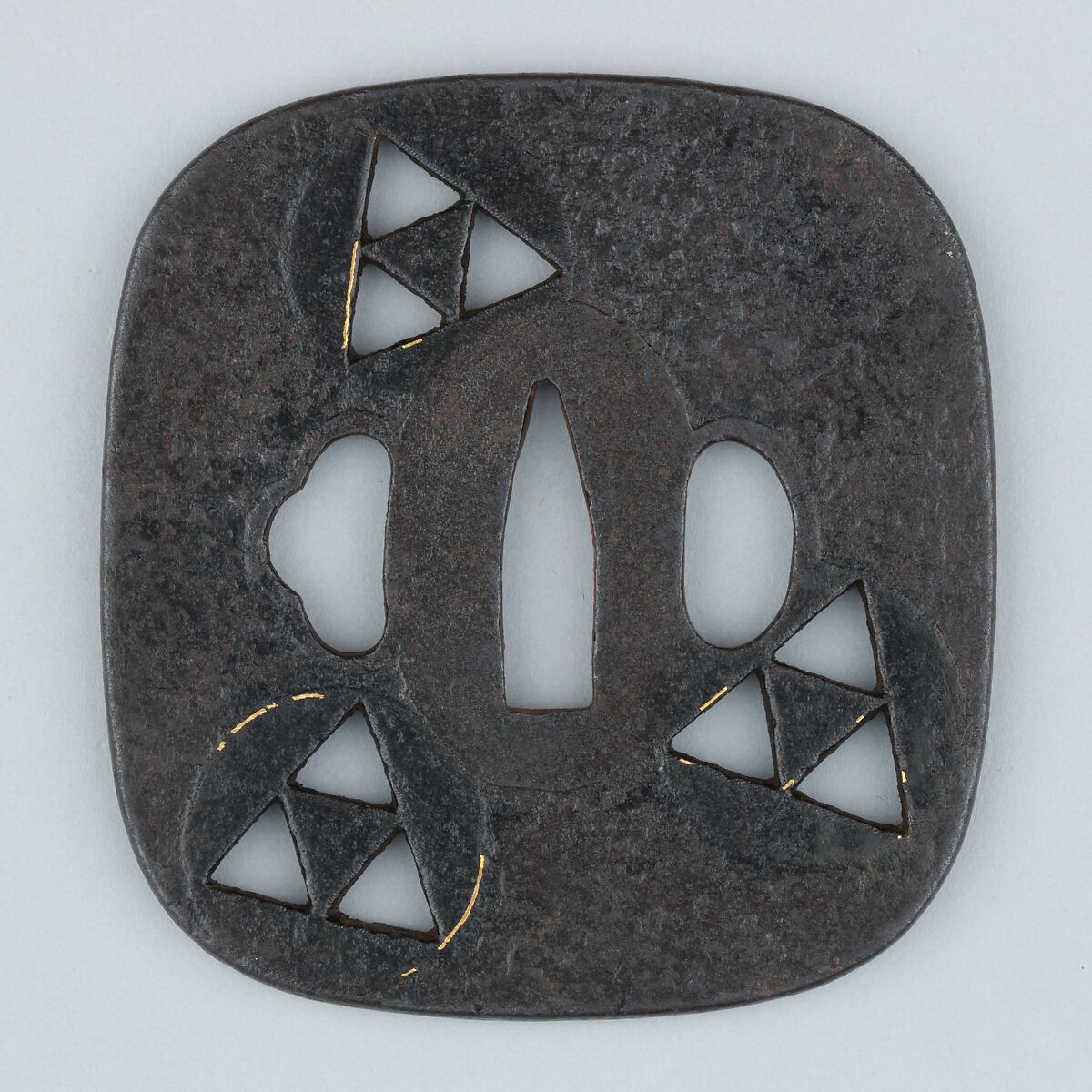 Sword Guard (Tsuba), Iron, gold, copper, Japanese