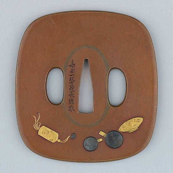 Sword Guard (Tsuba), Copper, gold, silver, Japanese 