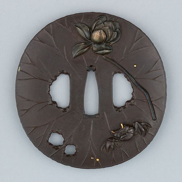 Sword Guard (Tsuba), Iron, silver, copper, Japanese 