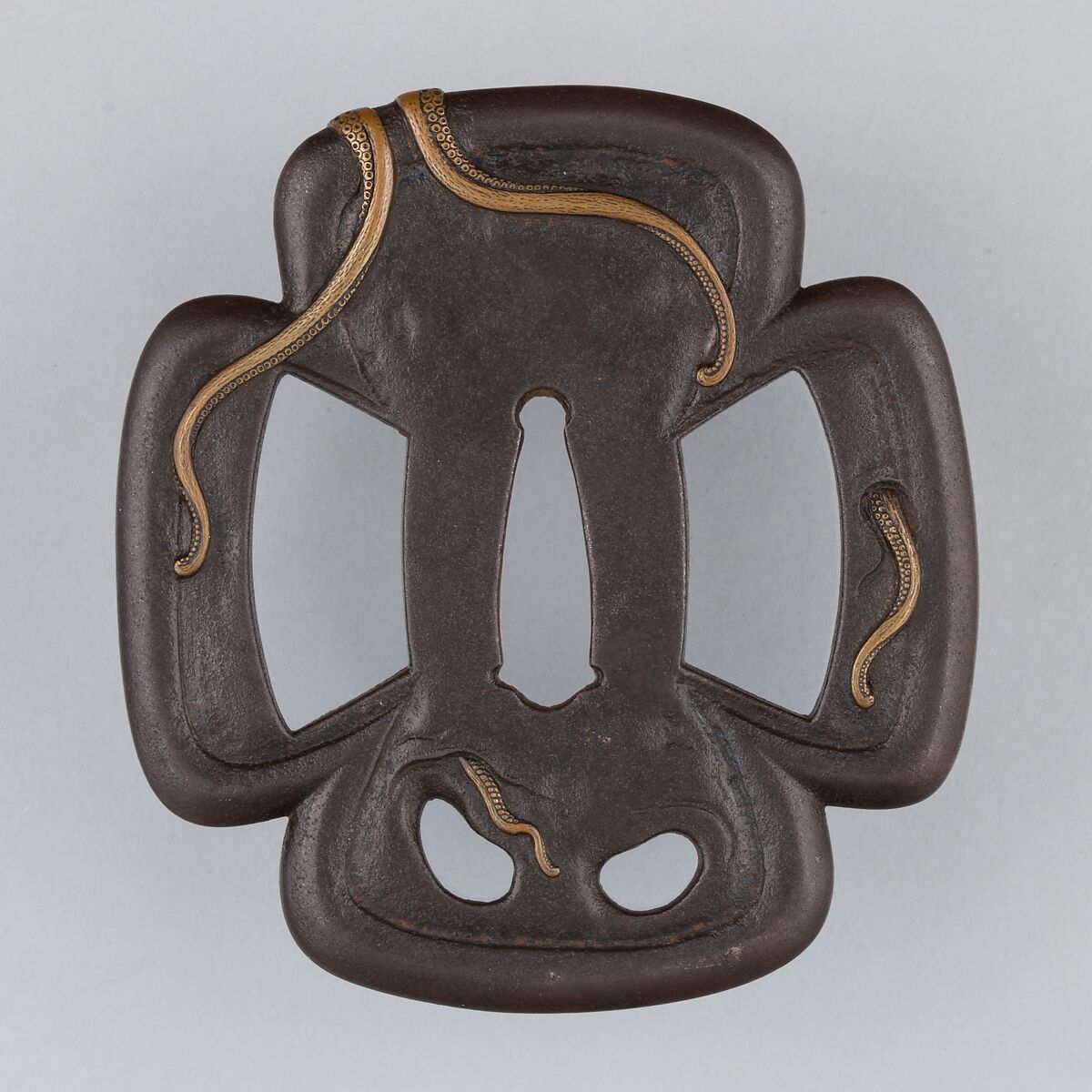 Sword Guard (Tsuba), Iron, copper, Japanese