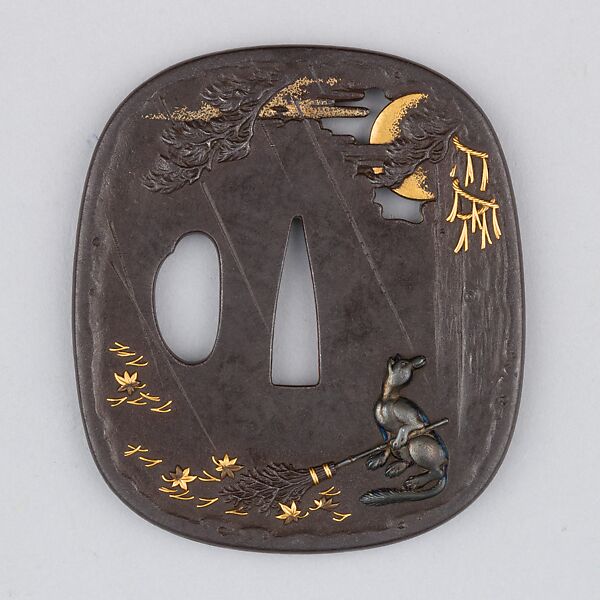 Sword Guard (Tsuba), Iron, gold, silver, copper, Japanese 