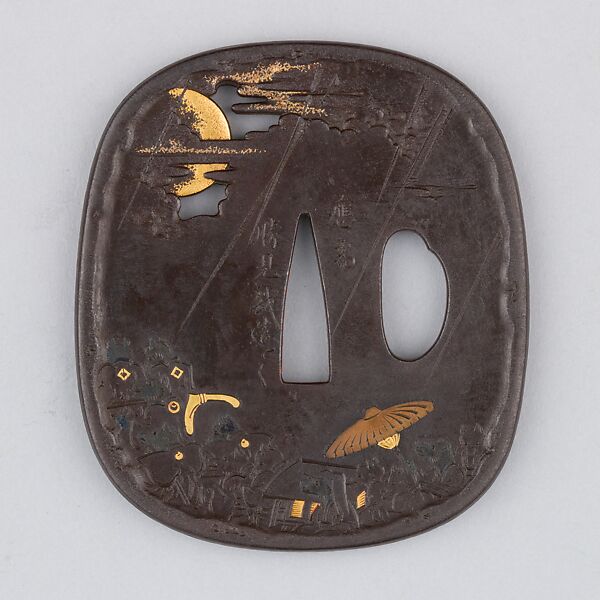 Sword Guard (Tsuba), Iron, gold, silver, copper, Japanese