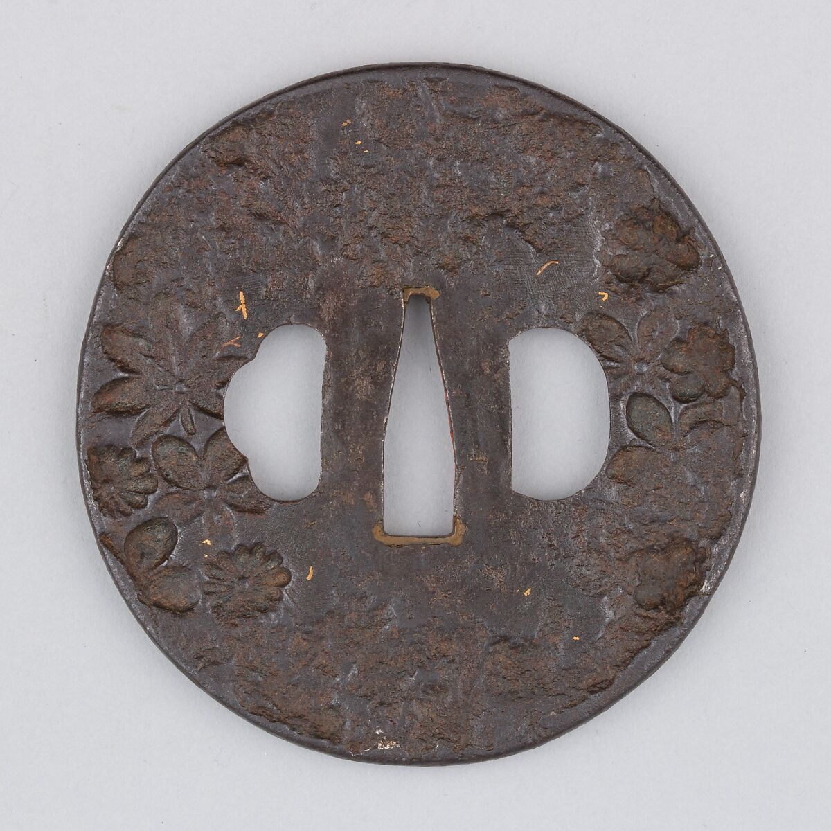 Sword Guard (Tsuba), Iron, gold, copper, Japanese