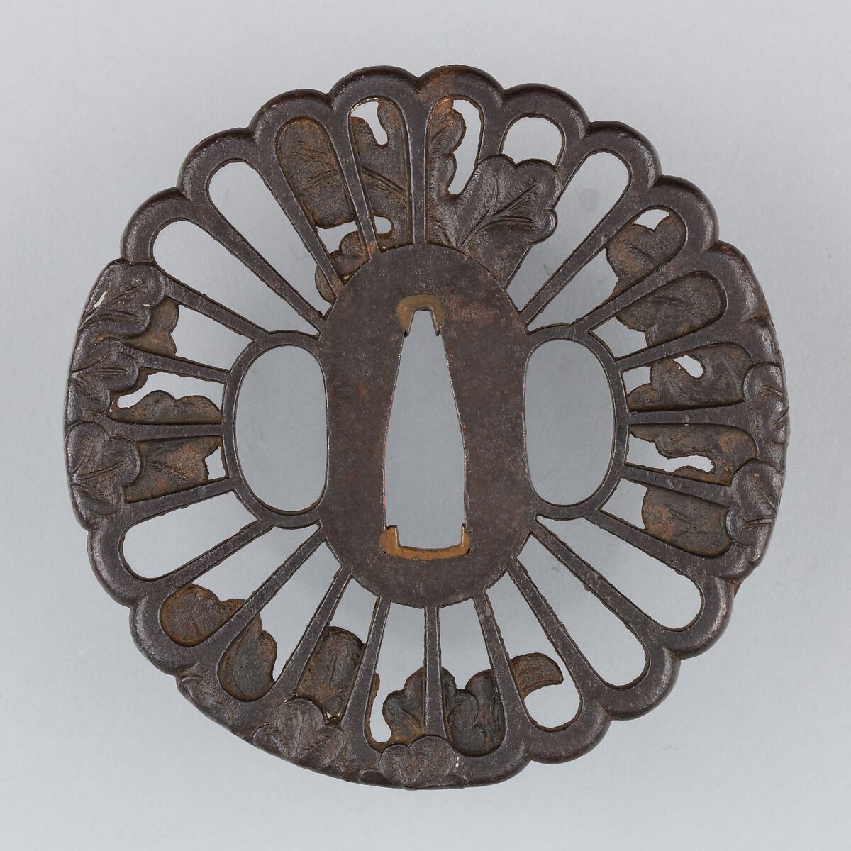 Sword Guard (Tsuba), Iron, copper, Japanese