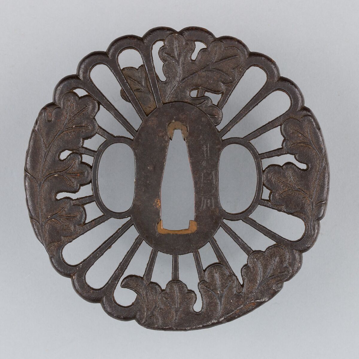 Sword Guard (Tsuba), Iron, copper, Japanese 