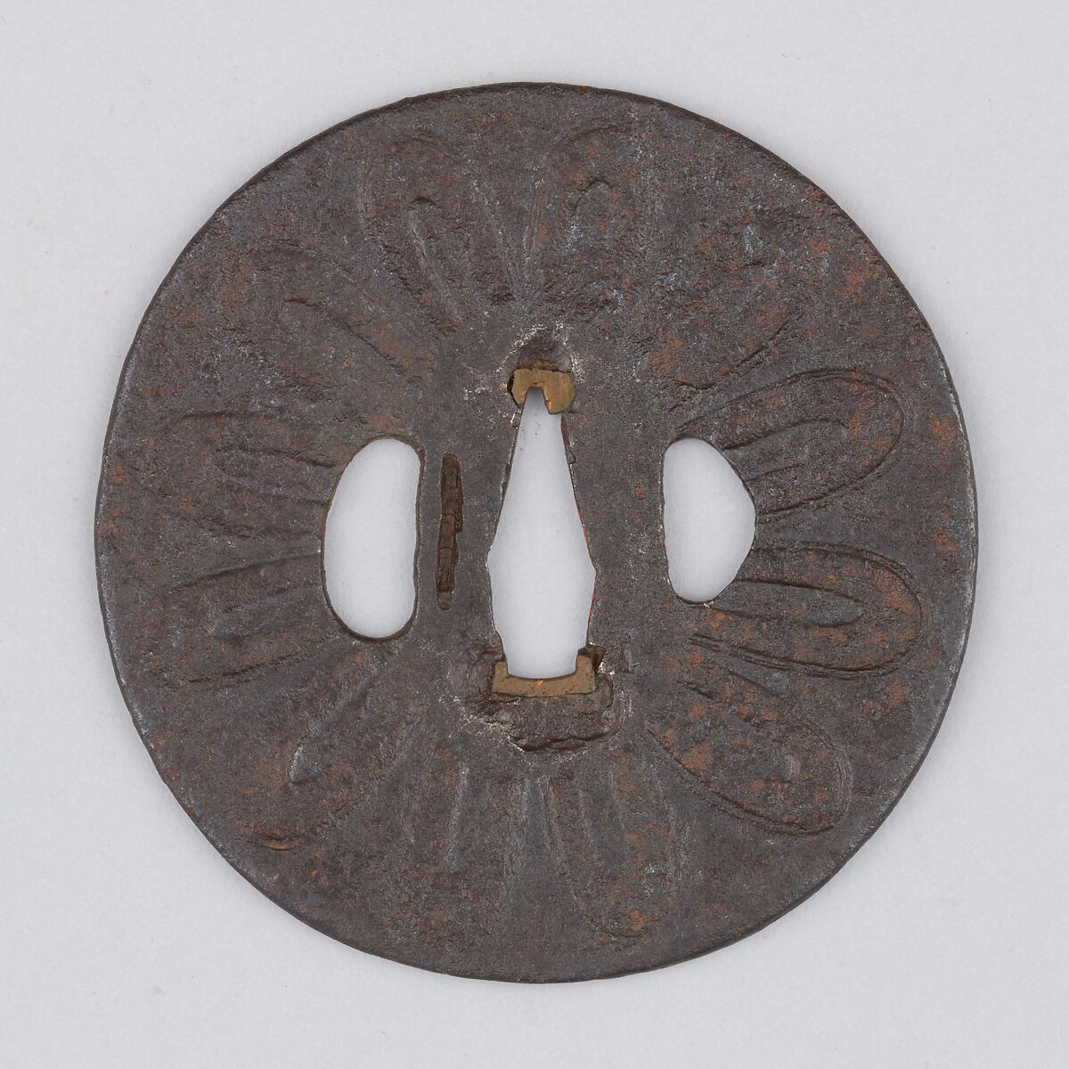 Sword Guard (Tsuba), Iron, copper, Japanese