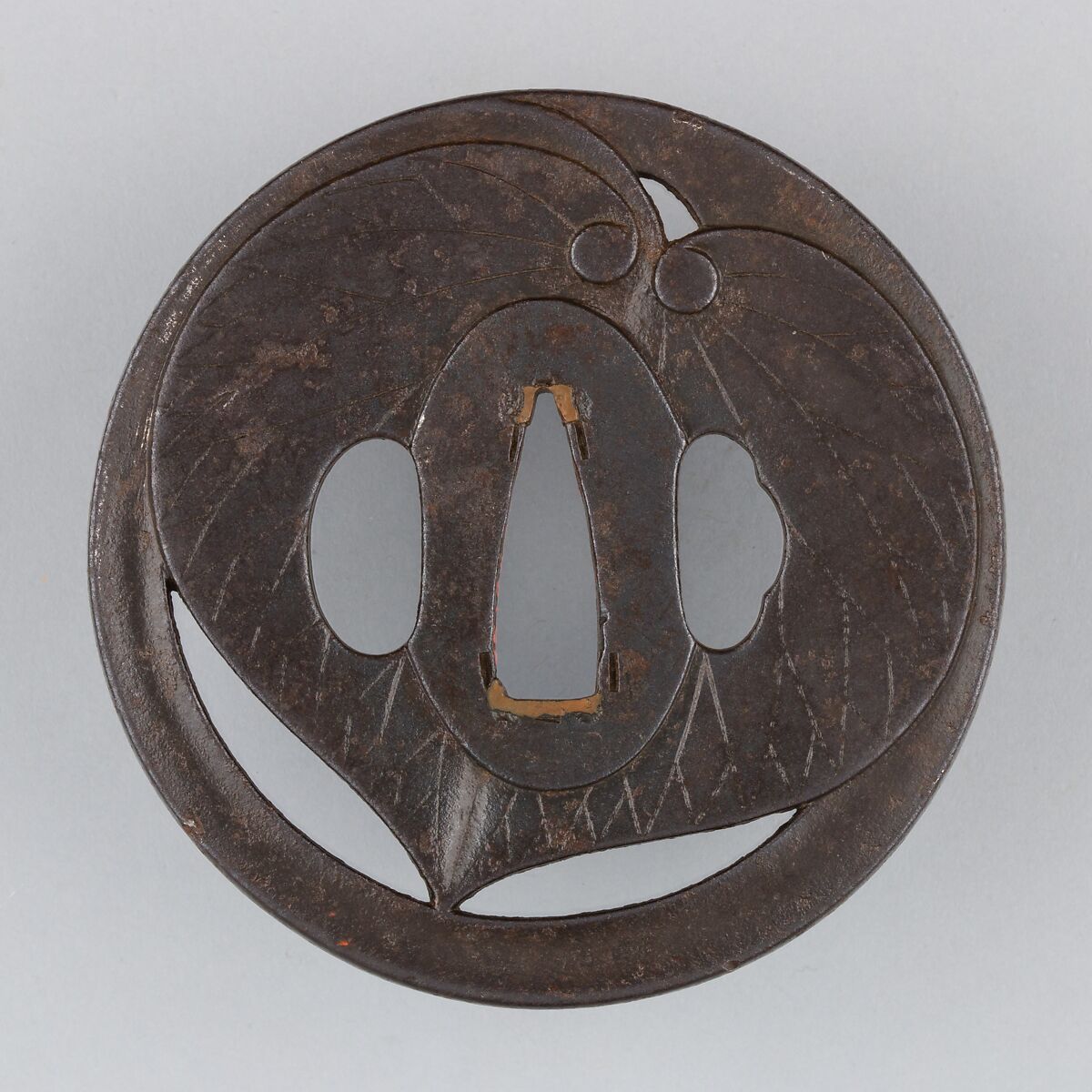 Sword Guard (Tsuba), Iron, copper, Japanese