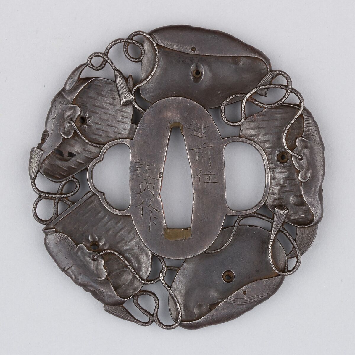 Sword Guard (Tsuba), Iron, copper, Japanese