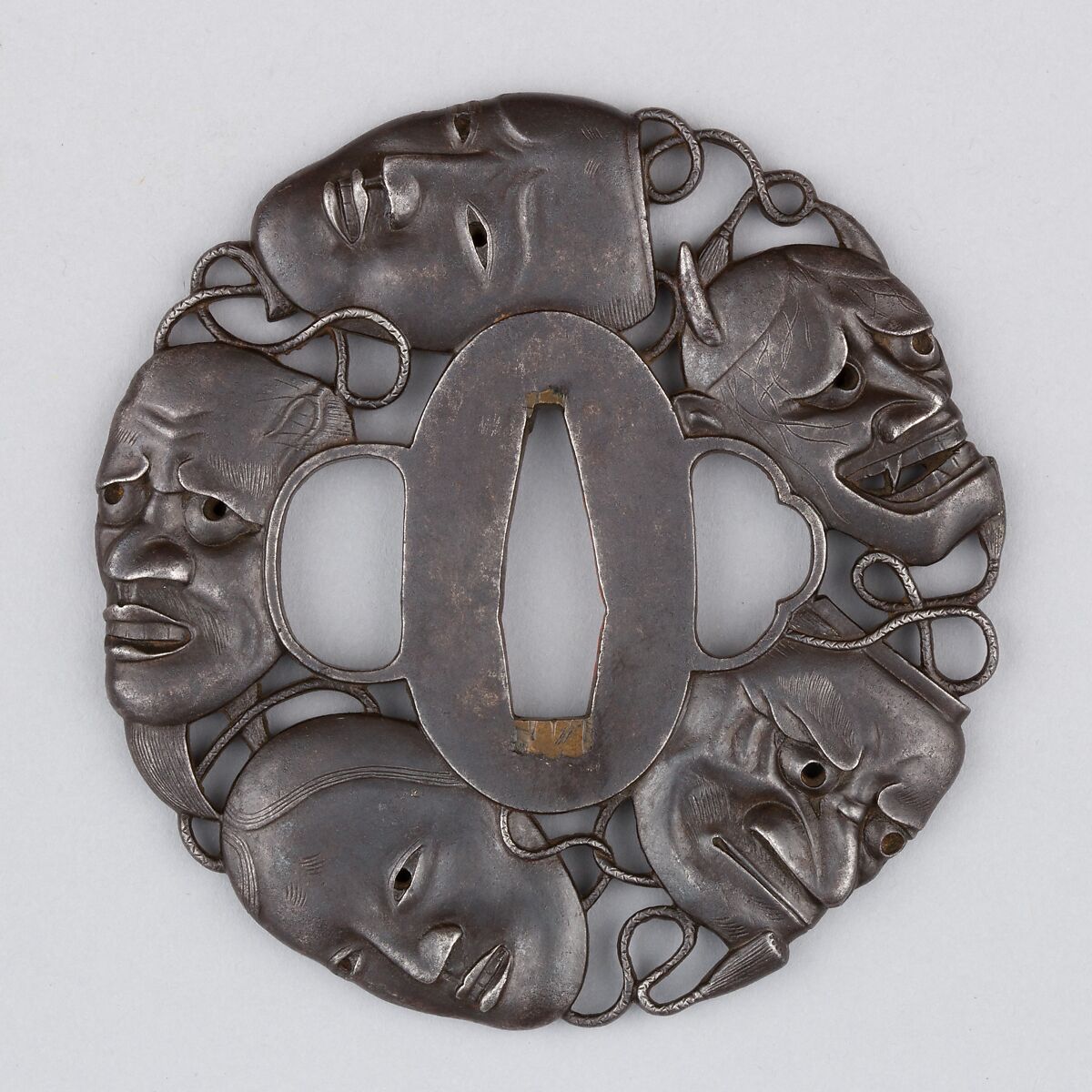 Sword Guard (Tsuba), Iron, copper, Japanese 