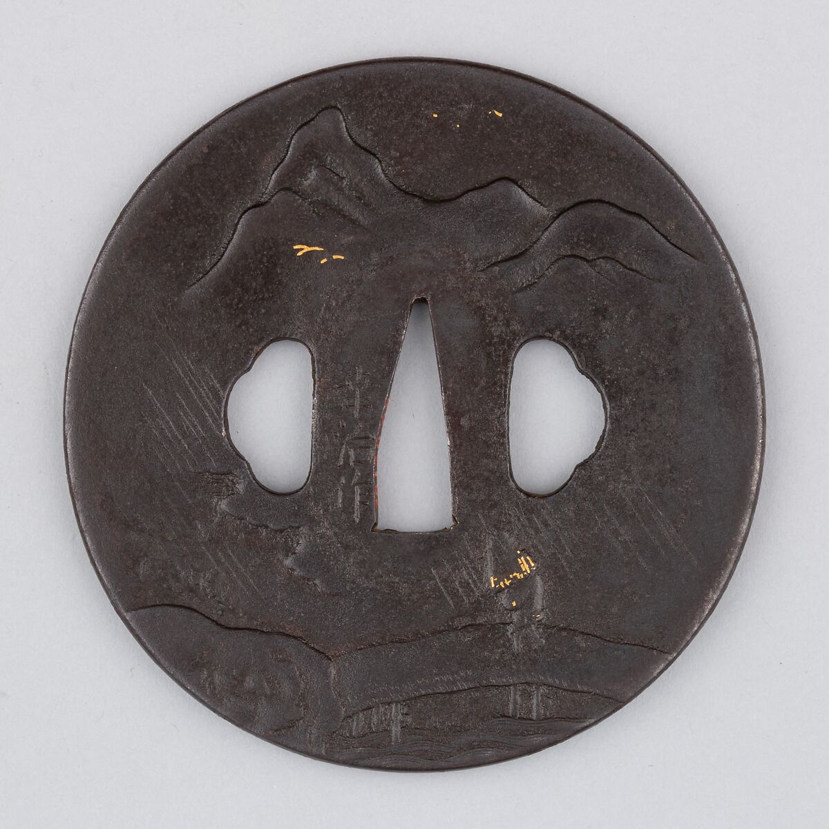 Sword Guard (Tsuba), Iron, gold, copper, silver, Japanese