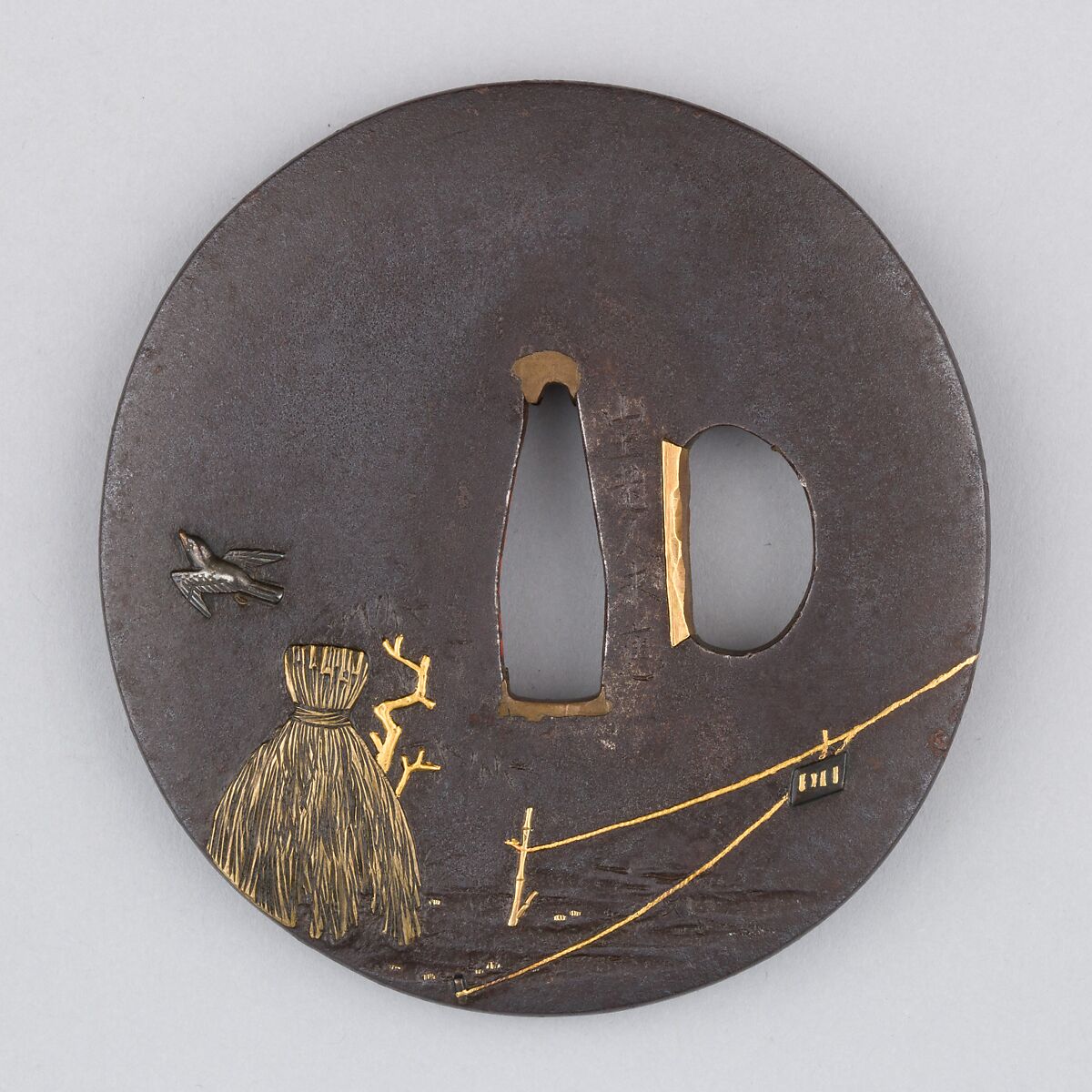 Sword Guard (Tsuba), Iron, gold, silver, copper, Japanese