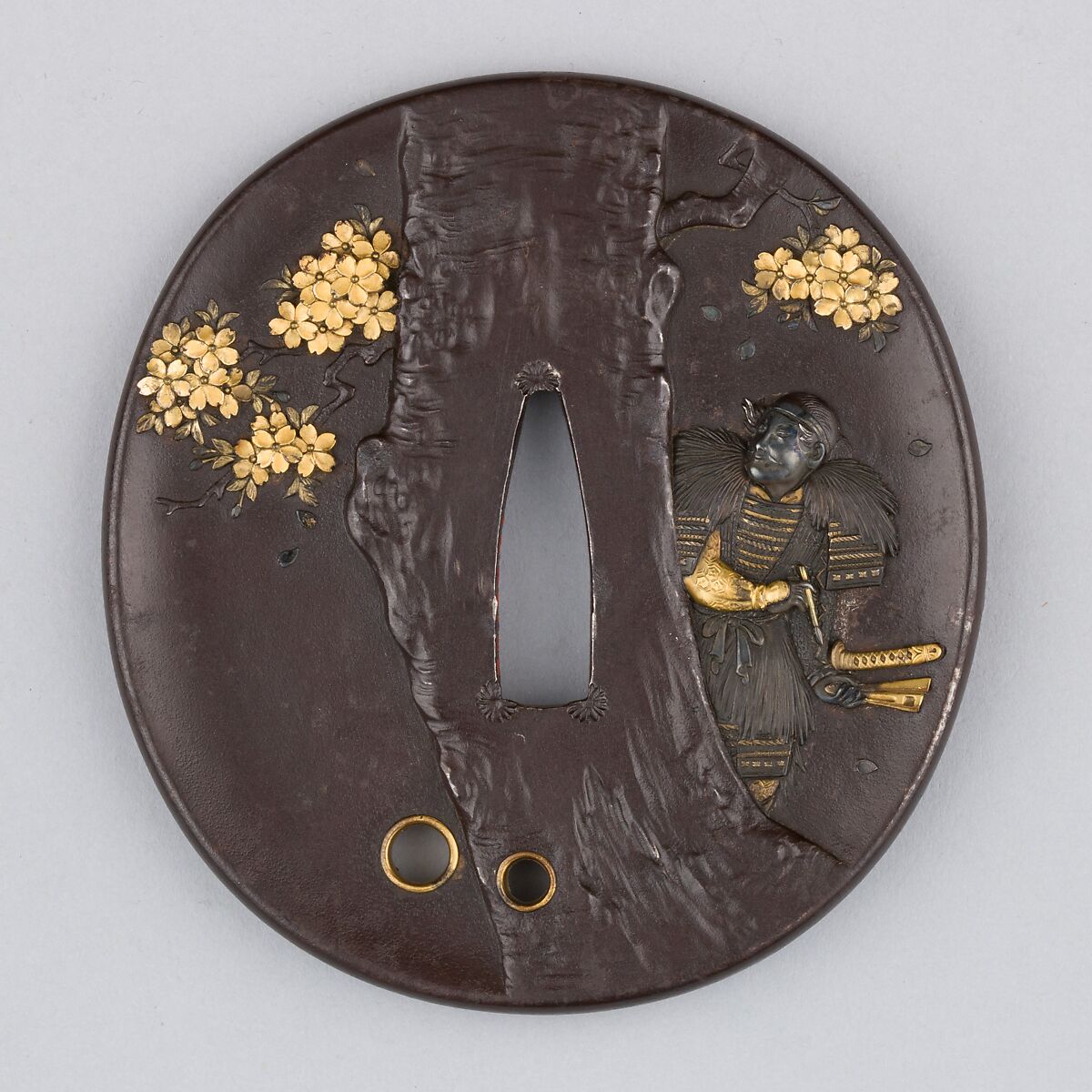Sword Guard (Tsuba), Iron, gold, silver, bronze, copper, Japanese 