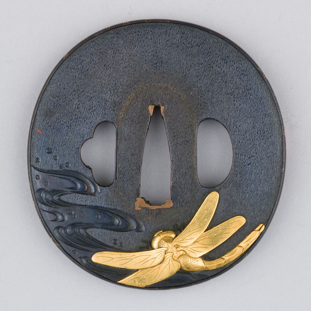 Sword Guard (Tsuba), Copper-gold alloy (shakudō), gold, copper, Japanese