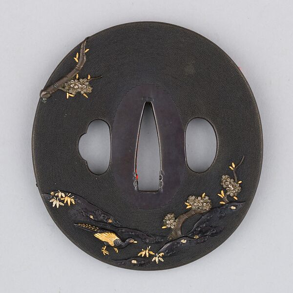 Sword Guard (Tsuba), Copper-gold alloy (shakudō), gold, silver, copper-silver alloy (shibuichi), copper, Japanese
