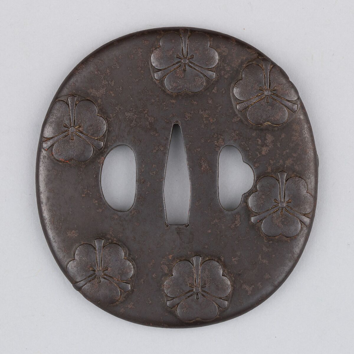 Sword Guard (Tsuba), Iron, copper, Japanese 