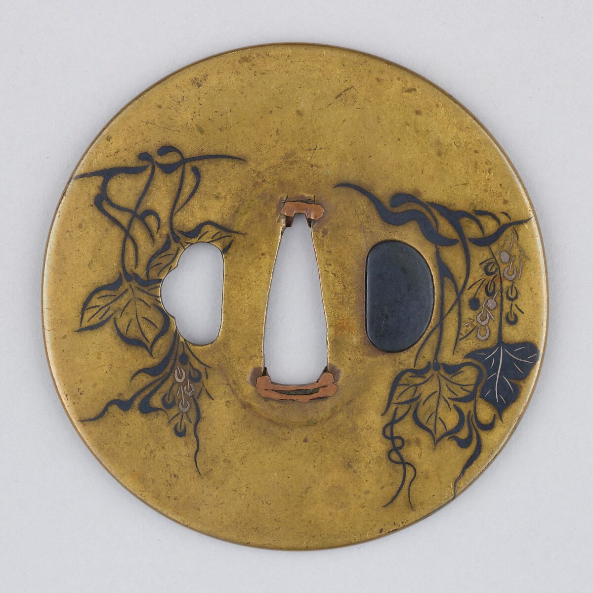 Sword Guard (Tsuba), Copper alloy (sentoku), copper-gold alloy (shakudō), silver, copper, Japanese
