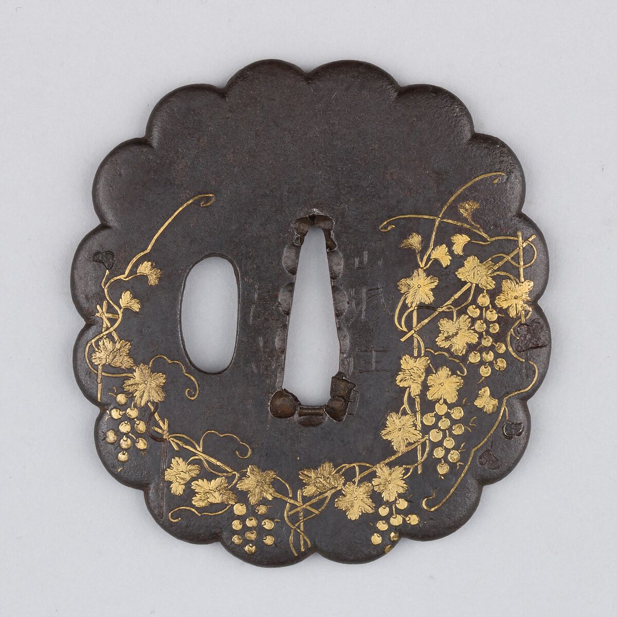 Sword Guard (Tsuba), Iron, gold, copper, Japanese 