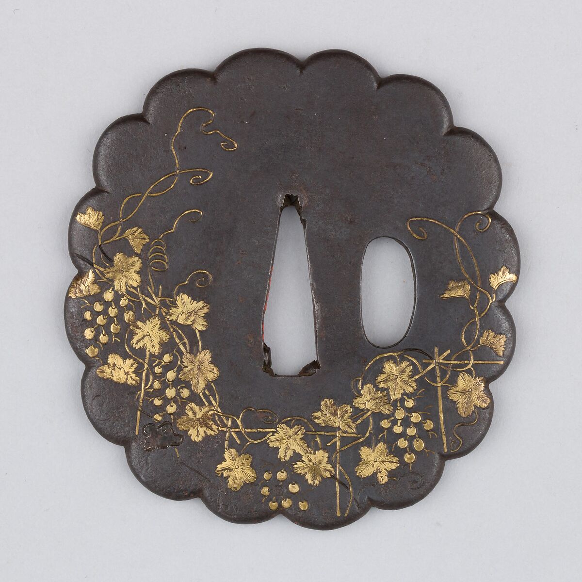Sword Guard (Tsuba), Iron, gold, copper, Japanese