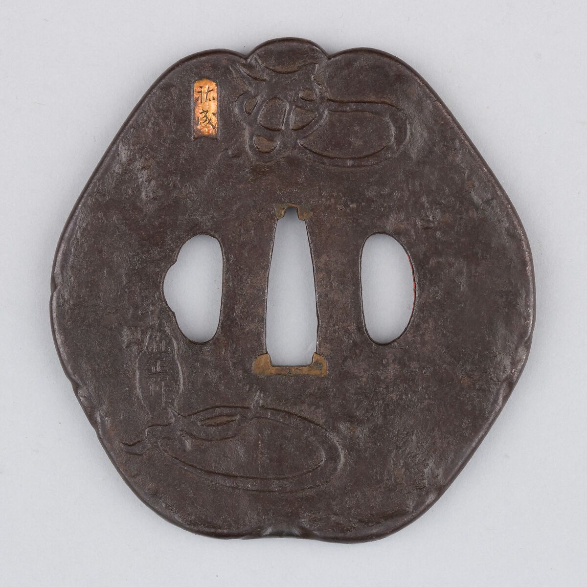 Sword Guard (Tsuba), Iron, gold, copper, Japanese