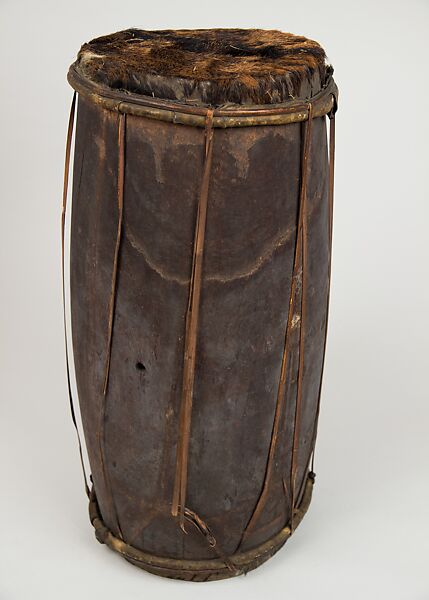 Drum, Wood, cowhide, rattan, Philippine, Moro 