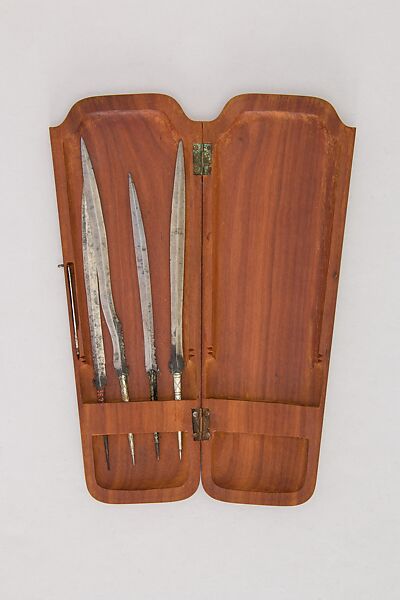 Four Cock's Spurs with Case, SIlver, Balinese