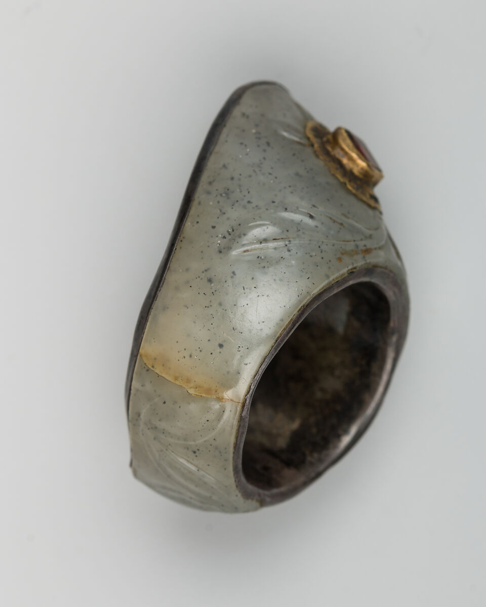 Archer's Ring, Silver, gold, jade, gem, Turkish