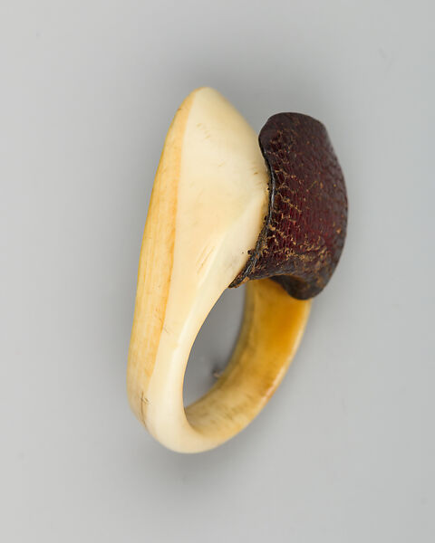 Archer's Ring, Ivory, leather, adhesive, Turkish