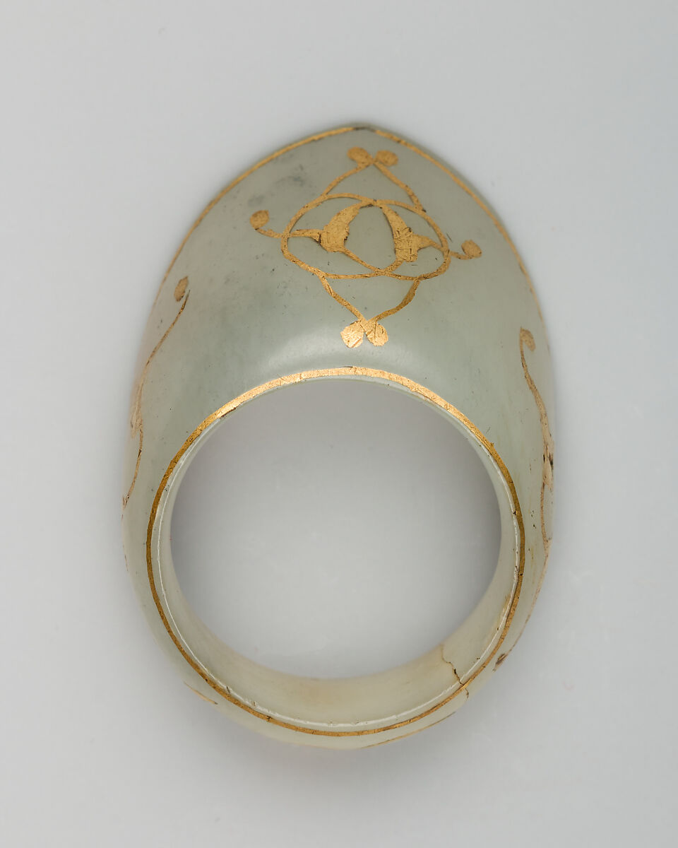 Archer's Ring, Jade, gold, Ottoman 