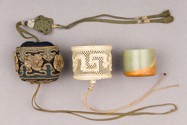 Archer's Ring with Case, Jade, ivory, Chinese 