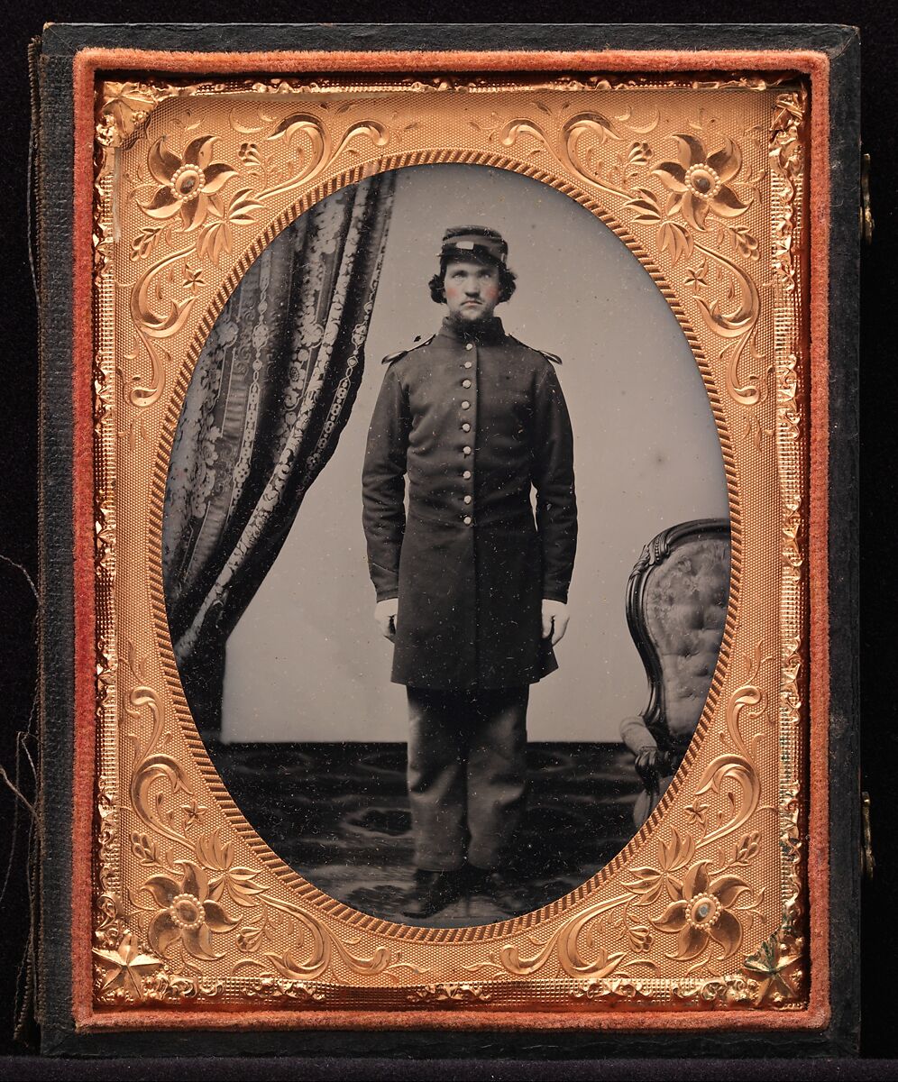 [Union Officer Standing at Attention], Unknown, Ambrotype with applied color