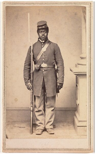 Private Louis Troutman, Company F, 108th Regiment, U.S. Colored Infantry, Gayford &amp; Speidel (Active Rock Island, Illinois, 1860s), Albumen silver print from glass negative 