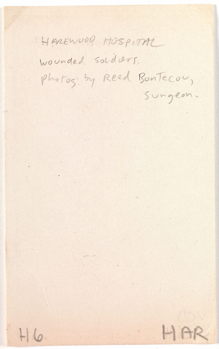 [Wounded Soldiers on Cots, possibly at Harewood Hospital], Reed Brockway Bontecou (American, 1824–1907), Albumen silver print from glass negative