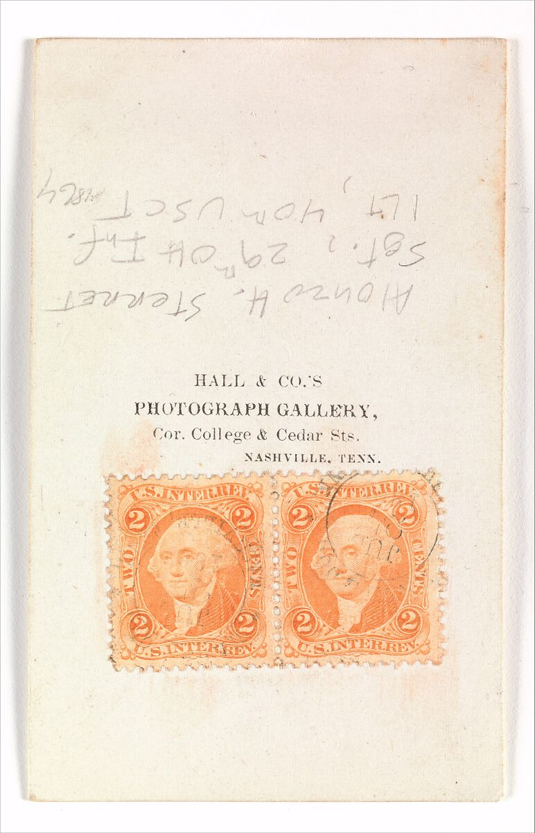 Alonzo H. Sterrett, Late Adjutant, Fortieth U.S. Infantry, Hall &amp; Company's Photograph Gallery (American, active Nashville, Tennessee, 1860s), Albumen silver print from glass negative