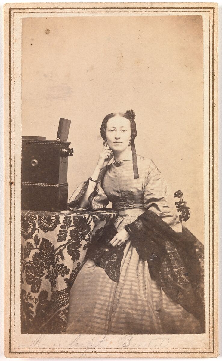 [Young Woman with Beckers Tabletop Stereoscope], Porter Photograph Parlors (American, active Janesville, Wisconsin, 1860s), Albumen silver print from glass negative 
