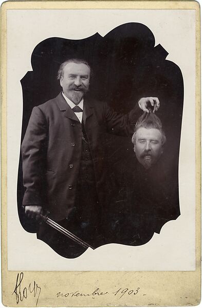 [Bearded Man with Sword Holding His Own Decapitated Head], Unknown (French), Gelatin silver print 