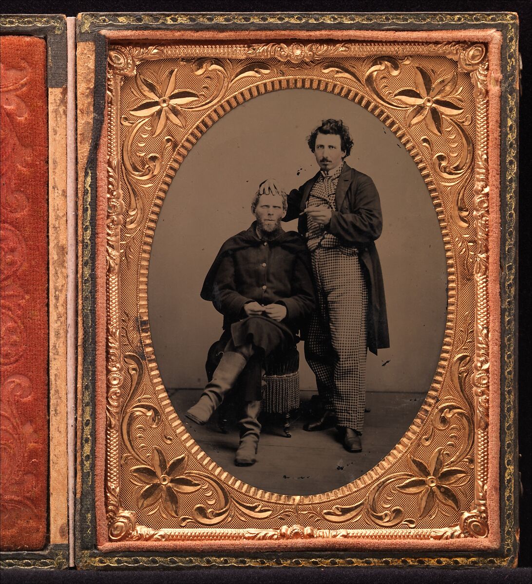 [Union Soldier and Barber], Unknown (American), Tintype with applied color