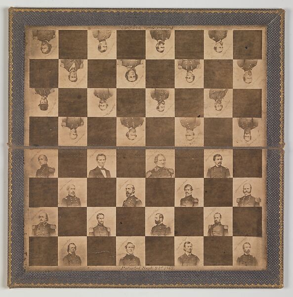 [Game Board with Portraits of President Abraham Lincoln and Union Generals], Unknown, Albumen silver prints from glass negatives 