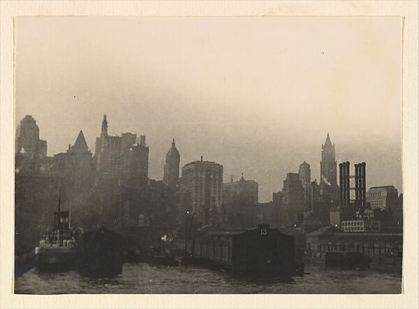 [Manhattan Skyline looking West from the East River near Pier 13, including the Singer Building and the Woolworth Building, New York City], Paul Grotz (American (born Germany), Stuttgart 1902–1990 Hyannis, Massachusetts), Gelatin silver print 