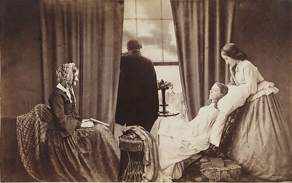 Fading Away, Henry Peach Robinson (British, Ludlow, Shropshire 1830–1901 Tunbridge Wells, Kent), Albumen silver print from glass negatives 