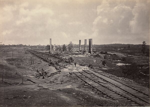 Destruction of Hood's Ordinance Train, George N. Barnard (American, 1819–1902), Albumen silver print from glass negative 