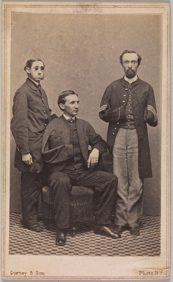 [Disabled Union Soldiers Posed in Aid of the U.S. Sanitary Commission at the New York Metropolitan Fair], J. Gurney &amp; Son (Active 1860–1874), Albumen silver print from glass negative 