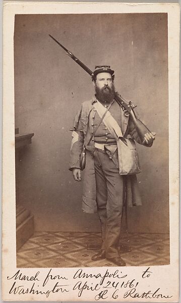 March from Annapolis to Washington, Robert C. Rathbone, Sergeant Major, Seventh Regiment, New York Militia, Unknown, Albumen silver print from glass negative 